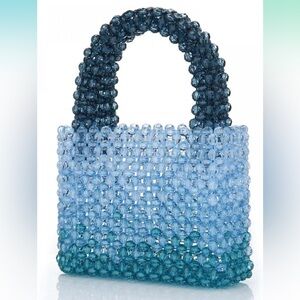Glamorous Blue Gradient Ombre Beaded Handbag Purse OS New